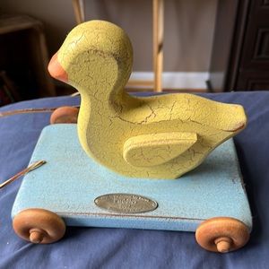𝅺VTG Wooden Pull Toy by Gerald E. Henn Workshops, Puddles 2002, numbered